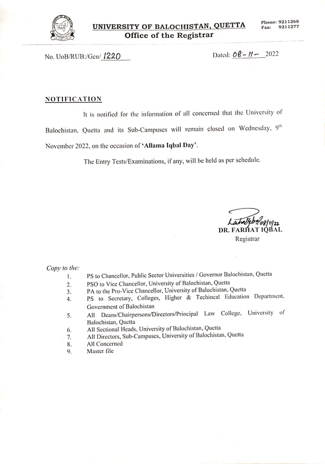 Notifications Circulars Orders